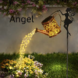 Luces solares para regar hadas - Decoración de jardín al aire libre con luces cascaderas, diseño de tetera solar de metal, perfecto para decoraciones navideñas, luces de jardín para fuera.