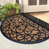 1 pieza, Alfombra Semicircular con Patrón de Rayas Negras y Reverso Polar, Antideslizante, Lavable a Máquina en Fibra de Poliéster, Adecuada para Cocina, Comedor, Pasillo, Baño, Dormitorio, Decoración del Hogar, Uso Todo el Año