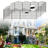 Valla Decorativa de Jardín Metálica de 108.97cm (Altura) con Arco y Cerradura para Puerta, Set de 6/10/11 Piezas sin Excavación, Barrera Animal Antirrobo, Malla de Alambre a Prueba de Óxido para Mascotas, Adecuada para Perros, Conejos y Patio,