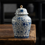 1pc Tarro de Almacenamiento de Cerámica de Porcelana Azul y Blanca Vintage con Tapa Abatible - Contenedor Redondo Multiusos para Granos de Café, Cereales, Comida para Mascotas - Lavado a Mano, Reutilizable, No Necesita Electricidad