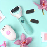 Limpiador eléctrico de pies recargable USB - tres cabezales de pulido, masajeador con pedal de doble velocidad, fuerza ajustable, ideal para relajar pies y talones | Diseño ergonómico, fregado de pies