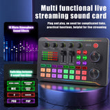 Mezclador de audio profesional con tarjeta de sonido en vivo y cambiador de voz, carga USB, ideal para podcasts, transmisiones en vivo y juegos, con interfaz de audio, efectos de mezcla DJ, alimentado por USB