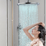 Juego de Ducha Lluvia de 9 Pulgadas - Cabezal de Ducha Grande con Aumento de Presión, Combo de Ducha Portátil y Boquilla Rociadora, Accesorios para Baño, Set de Baño Plateado