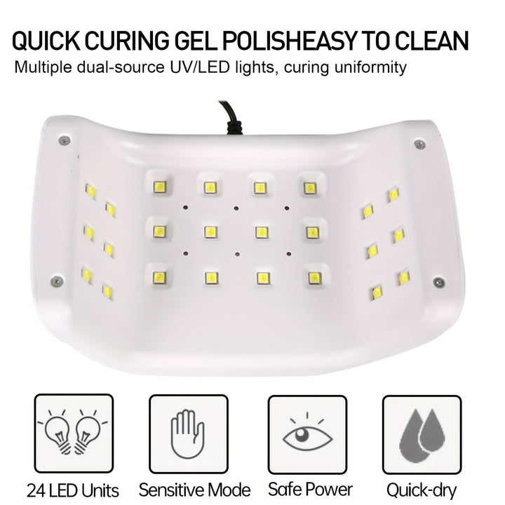 Linterna de Uñas 120W Alta Velocidad con 3 Ajustes de Temporizador, Pantalla Digital y Brillo Ajustable - Rápida para Manicura Profesional en Casa o Salón, Alimentación USB, Herramienta de Manicura | Interfaz Fácil de Usar | Acabado Blanco Brillante, Sum