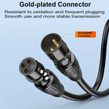 Cable de extensión XLR chapado en oro de CHOSEAL - Cable de audio de 3 pines masculino a femenino con protección de papel aluminio y blindaje trenzado, carcasa de aleación para mezclador de micrófono y amplificador, equipo de audio profesional | Cable de