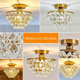 1 Lámpara de Techo Semi-Encajada Moderna con Colgante de Cristal E26 para Granja, Pasillo Dormitorio Baño Armario Entrada Dorado, , Plateado, Cepillado en Oro