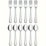 Juego de Cubiertos de Acero Inoxidable para Comida Grado Alimenticio, Juego de Tenedores y Cucharas de 12/24 Piezas, Apto para Lavavajillas