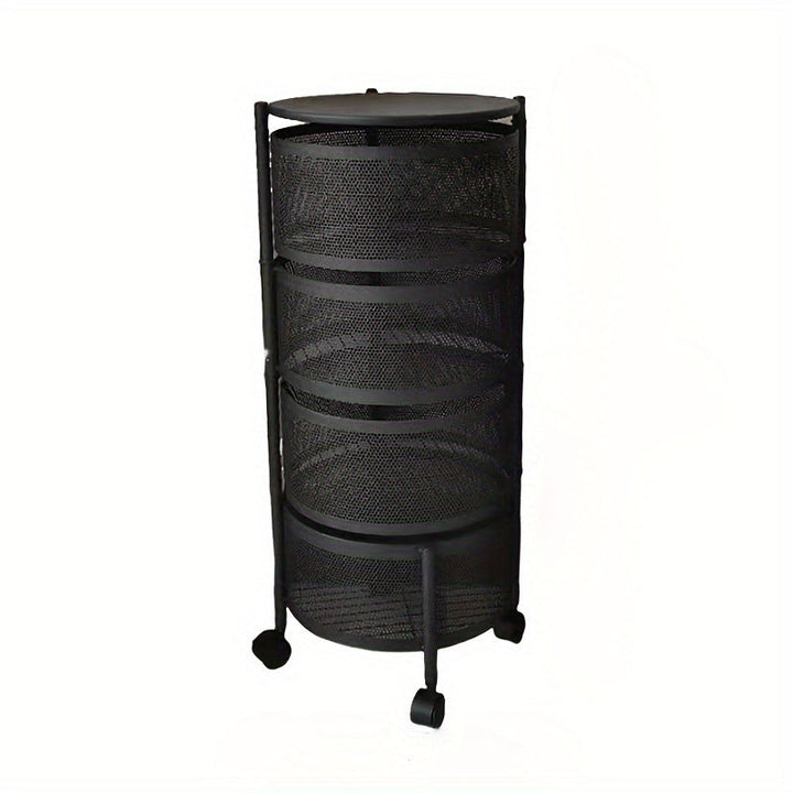 Carrito organizador de almacenamiento móvil giratorio de 3 niveles, carro de servicio de metal de malla con ruedas, estante independiente multiusos para cocina, baño, frutas, verduras, bocadillos - No requiere ensamblaje