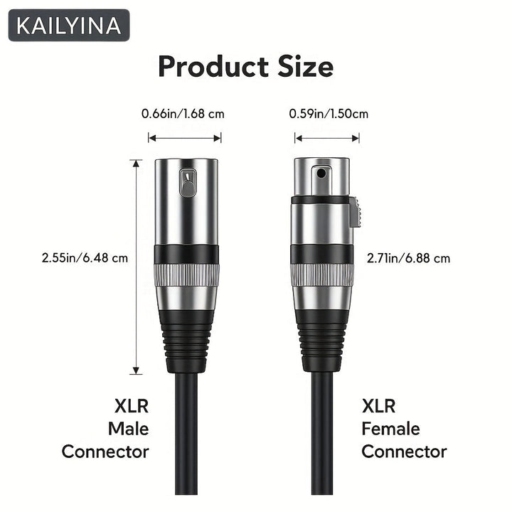 2 Piezas de Cable XLR Profesional KAILYNIA 3 Pines, Macho a Hembra, Cables Blindados para Estudio, Micrófono a Mezclador, Podcasting y Altavoces Activos - Varios Longitudes Disponibles