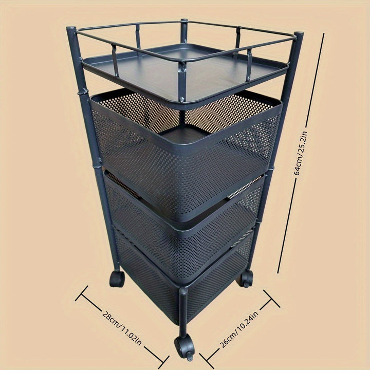 Carro de cocina metálico. Estante abierto cuadrado para almacenamiento. Estantería multifuncional con 6/4 niveles a elegir. Sin necesidad de montaje, sin operación eléctrica, espacio de almacenamiento cuadrado