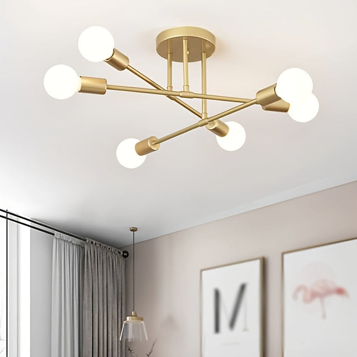 1pc Lámpara de Techo Semi-Encastrada de Hierro, Araña Satélite Pintura Industrial, Iluminación para Hogar, 110-240V, Adecuada para Dormitorio, Cocina, Comedor y Vestíbulo (Sin Bombillas)