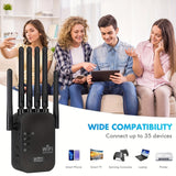 Extensor de WIFI Momotor-WIFI - Amplificador de señal de WIFI con 6 antenas - Soporta WIFI6-300Mbps y puerto Ethernet - Adaptador de red doméstica con extensor de red inalámbrica de larga distancia con puerto Ethernet