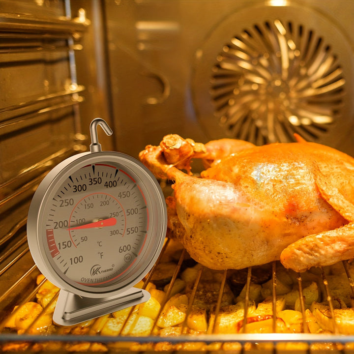 Termómetro de Horno de Precisión KT THERMO - Esfera Grande de Acero Inoxidable de 6.99cm, Rango de 100-600°F/50-300°C, Gancho Giratorio de 360° para Colgar o Poner de Pie Fácilmente, Ideal para Hornear, BBQ, Cocinar Carne - Regalo Perfecto para Fiestas y