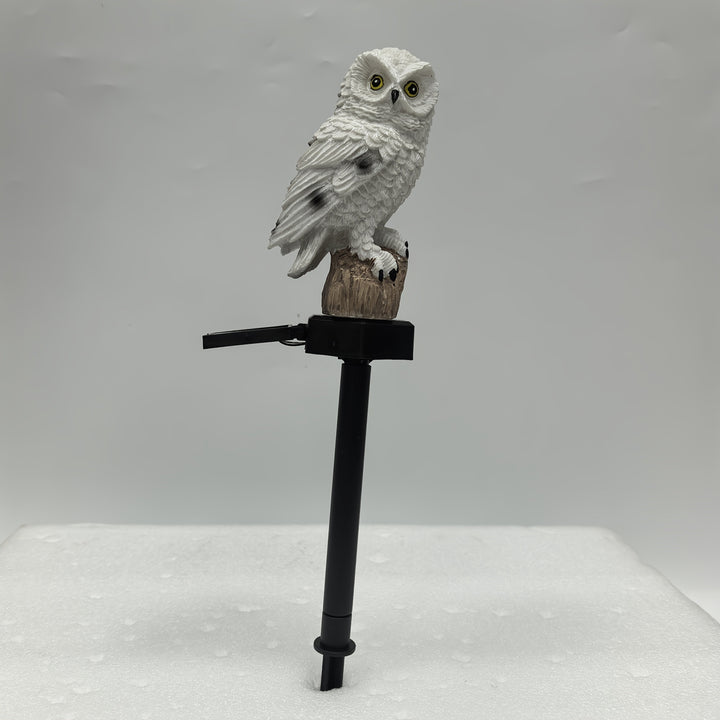 1pc Lámpara de Resina con Forma de Búho con Sensor de Luz Solar para Jardín y Decoración Exterior, Lámpara de Césped para Insertar en el Suelo