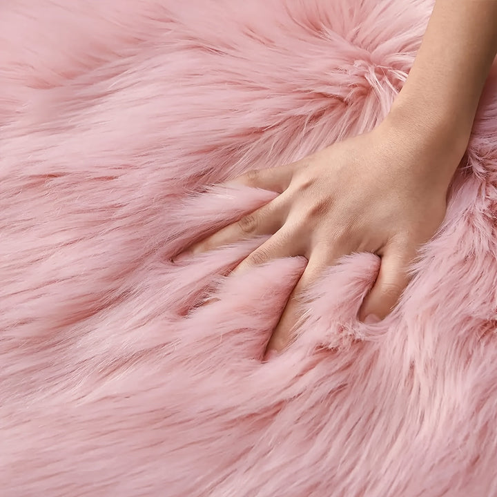 1 Pieza, Alfombra De Área Decorativa Suave Y Esponjosa Con Respaldo De Cojín Pequeño, Alfombra Peluda De Piel Sintética Estética Para Uñas De Mesa, Armario, Escritorio, Piso, Modernos Accesorios Para Habitaciones De Apartamentos Y Salas De Estar De Chica