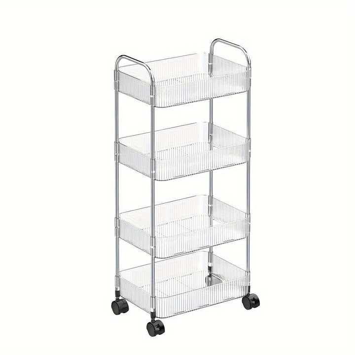 1 carrito de almacenamiento de plástico transparente con 3 niveles - Organizador multi-funcional para cocina, baño, oficina, estante de almacenamiento móvil para cosméticos, productos de belleza y más, organización de oficina | Carrito de almacenamiento