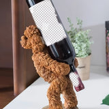 Rack de Vino Europeo Creativo para el Hogar, Decoración de Vino para el Salón, Bar, Teddy Dog, Rack de Vino Tinto, Decoración Divertida | Portavino Decorativo | Construcción de Resina