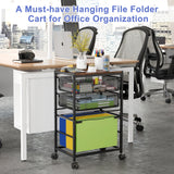1pc Carro de Archivos Móvil con Ruedas, 1pc Carro de Archivos Multi-Funcional con Ruedas, Organizador de Archivos de Tamaño Legal de Carta de Metal para Hogar Oficina Aula, 2 Cajones + 1 Soporte de Archivos, Carro de Almacenamiento Versátil, Negro