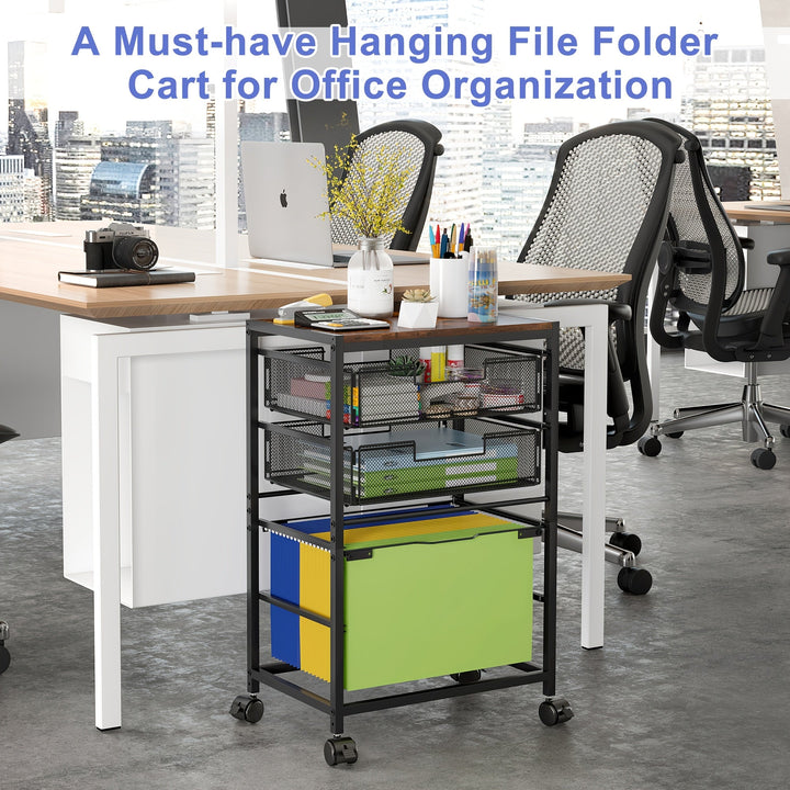 1pc Carro de Archivos Móvil con Ruedas, 1pc Carro de Archivos Multi-Funcional con Ruedas, Organizador de Archivos de Tamaño Legal de Carta de Metal para Hogar Oficina Aula, 2 Cajones + 1 Soporte de Archivos, Carro de Almacenamiento Versátil, Negro