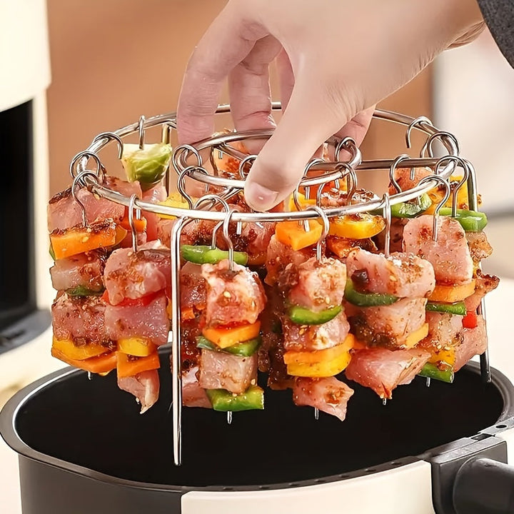 24 piezas de rejilla de brocheta para freidor de aire de acero inoxidable | 1 juego, BBQ DIY, para carne y verduras, compatible con freidor de aire de 3,5 tazas-5,5 tazas, horno y olla a presión, no se necesita voltear, exclusivo para alimentos.