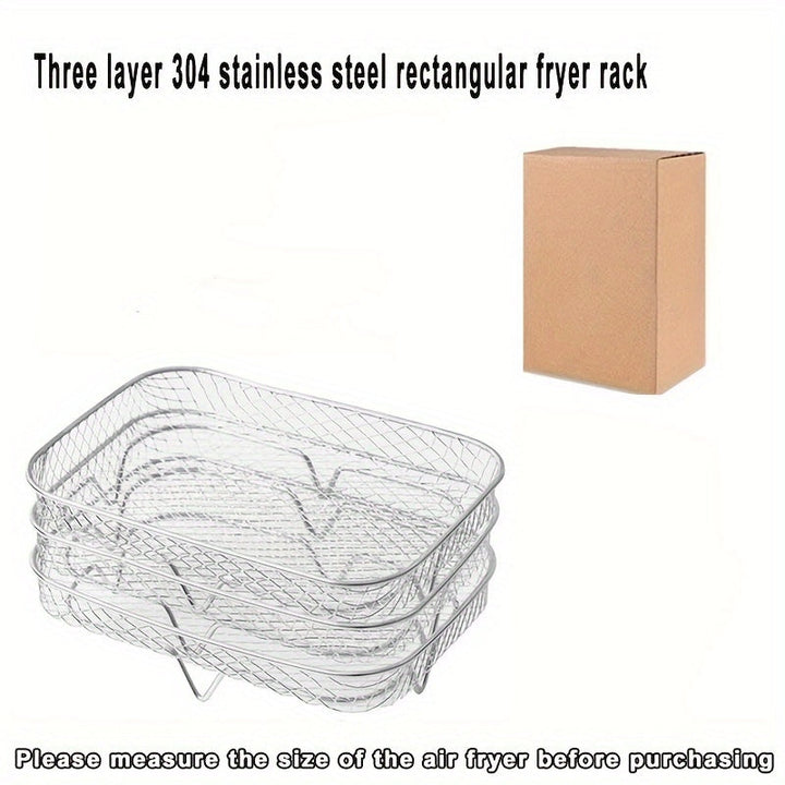 Conjunto de 3 piezas de Accesorios para Freidora de Aire de Acero Inoxidable 304, Rejilla para Microondas, Rejilla de Acero Inoxidable para Freidora de Aire Multifuncional Rectangular, Adecuada para la Mayoría de las Freidoras de Aire, Rejilla para Freid