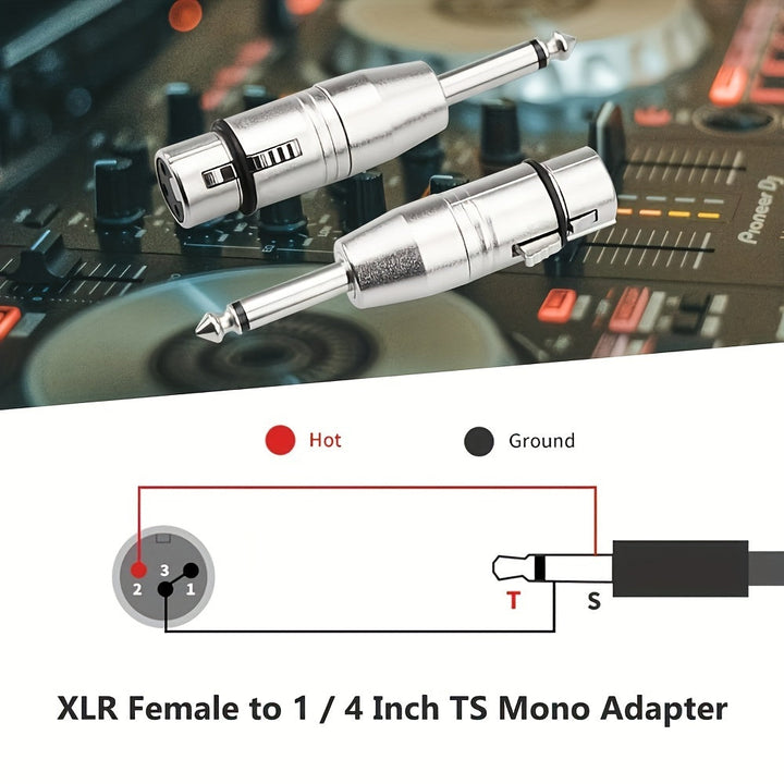 Adaptador XLR Hembra de Calidad Superior Xahpower a 1/4 Pulgada TS - Aleación de Zinc Duradera, Niquelado, Conector de Audio Desequilibrado para una Calidad de Sonido Cristalina con Micrófonos, Mezcladores, Guitarras y Cámaras