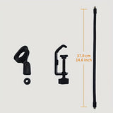 Extensión de soporte de micrófono de cuello de cisne de hierro, 37,08 cm, abrazadera de brazo flexible, negro