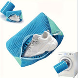 Bolsa para Lavadora y Secadora de Zapatos Amarilla - Tela Chenille Suave con Forro Esponjoso, Diseño Ovalado Reductor de Ruido y Cierre Resistentes, Apta para la Mayoría de Zapatillas y Calzados, Bolsas de Lavandería