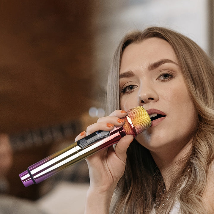 1pc Set de micrófono inalámbrico profesional, sistema de karaoke de doble canal, receptor recargable por USB, conector de 6,35 mm, batería de litio de 1500 mAh, tensión máxima de 36 V, para discursos, bodas, iglesia, sistema de sonido