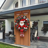Decoraciones de Navidad - Elegantes cortinas de puerta de Navidad con corona de Papá Noel, decoraciones festivas para porche, material de poliéster, estilo contemporáneo, lavables a máquina, adecuadas para varios tipos de habitaciones.