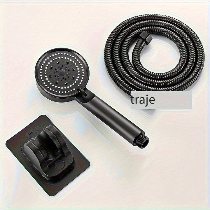 Un cabezal de ducha portátil con soporte y manguera, con 5 modos de flujo de agua ajustables, boquilla de ducha para baño, cabezal de ducha, accesorios de hardware para baño y suministros para baño.
