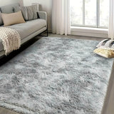 Alfombra grande para sala, diseño tie-dye en tono gris agua, textura esponjosa y ultra suave, moderna y decorativa, ideal para dormitorio
