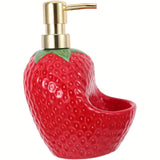 Botella de Cerámica con Forma de Fresa para Jabón Líquido, Dispensador Recargable de Champú y Acondicionador