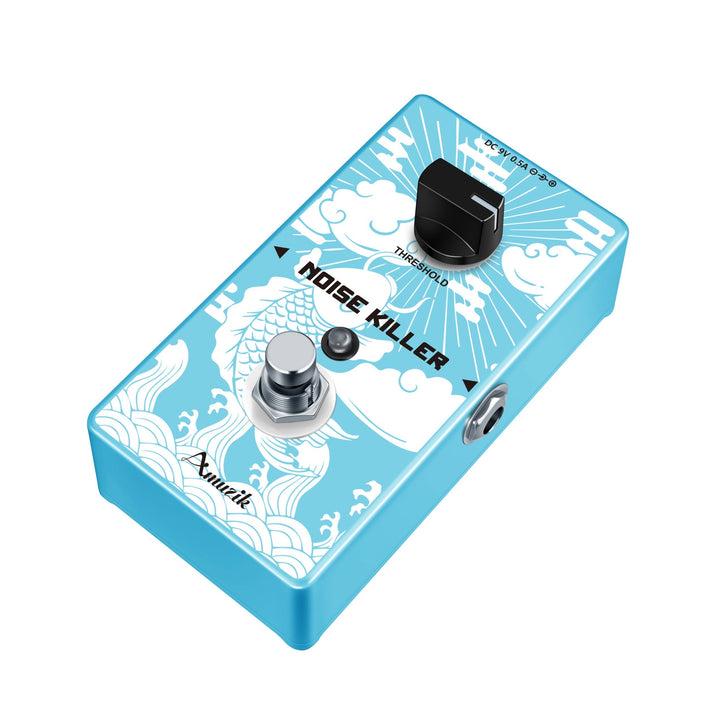 Amuzik Pedal True Bypass Noise Gate - Eliminador de Ruido para Guitarra/S Bass con Knob de Umbral, Diseño Compacto Azul para Guitarras Eléctricas y Bajos, Compatible con Fuentes USB, Equipo Musical, Componentes de Alta Calidad, Ideal para Presentaciones
