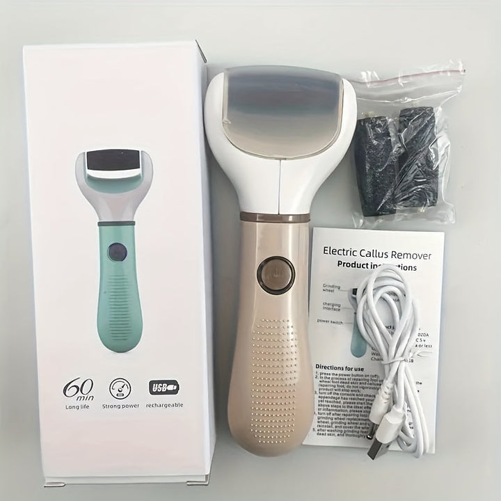 Limpiador eléctrico de pies recargable USB - tres cabezales de pulido, masajeador con pedal de doble velocidad, fuerza ajustable, ideal para relajar pies y talones | Diseño ergonómico, fregado de pies