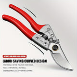 Tenazas de Poda Profesionales para Jardín - Cuchillas Afiladas de Acero al Carbono, Mangos Rojos Ergonómicos y Mecanismo con Resorte para un Recorte Suave - Tijeras Manuales de Alta Resistencia para Árboles Frutales, Arbustos, Setos, Rosas, Herramienta M