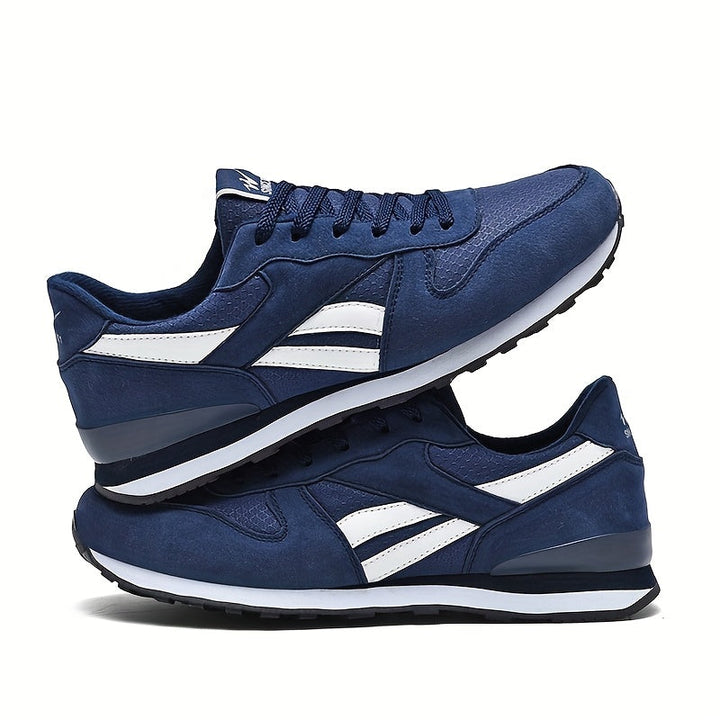 Zapatillas de Running Unisex LEIJOP Transpirables - Azul Marino y Blanco, Zapatos Deportivos Bajos con Suela MD, Ligeros para Gimnasio, Entrenamiento o Uso Casual, Diseño Moderno y Forro Cómodo