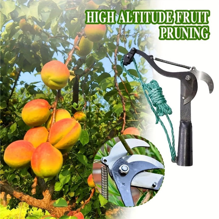 1 pieza de Cortafrondas Aéreos con Diseño Cableado - Cuchillo para Ramas y Frutas de Acero Inoxidable Afilado para Mantenimiento Sin Esfuerzo del Jardín y Patio, Mango Amarillo y , Ideal para Podar y Recortar al Aire Libre, Herramienta de Recorte Exterio
