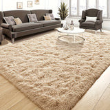 1 pieza de alfombra de área de camello de peluche beige - Suave, duradera poliéster, rectangular, perfecta para sala de estar, dormitorio o decoración de solario, fácil de limpiar y mantener, Navidad
