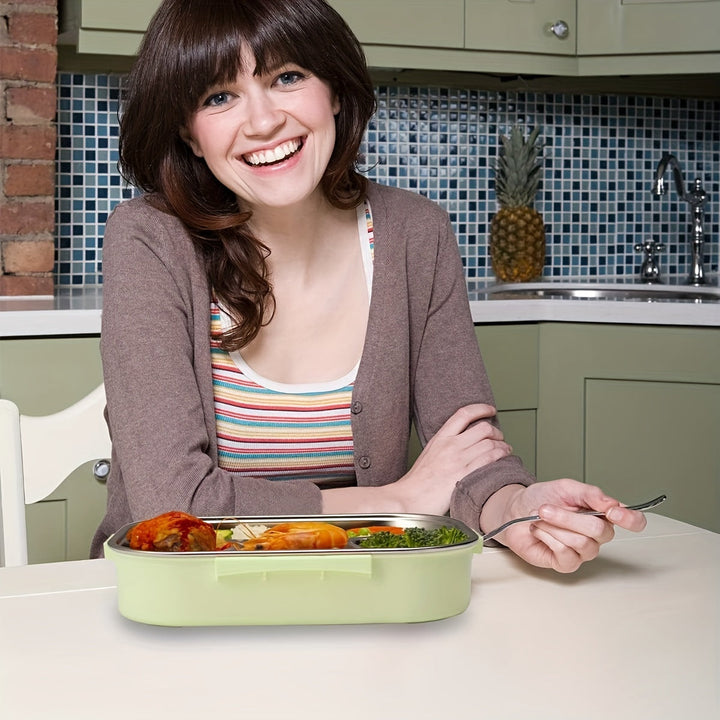 Lonchera para Estudiantes y Adultos, 304 Aislada, Compatible con Microondas, Capacidad de 1500ml, Dividida en 4 o 5 Compartimentos, Ideal para Trabajo y Salidas, Rosa/Verde/Azul, Regreso a Clases