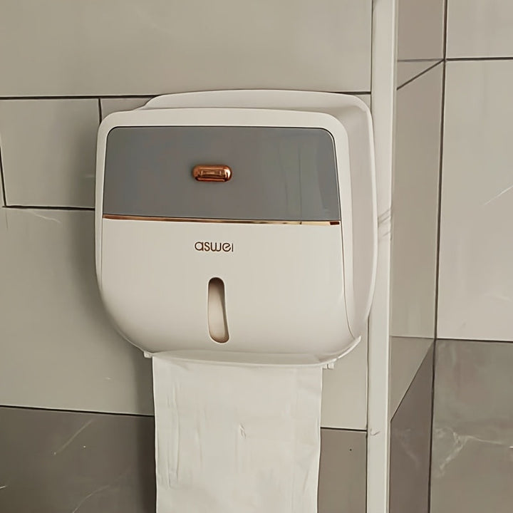 ASWEI Cajón de pañuelos de pared de gran capacidad con estantería, soporte de papel higiénico de plástico autoadhesivo, organizador de pared para baño y cocina