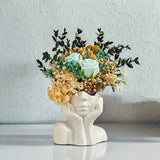 Jarrón de Resina Blanca con Cara Humana Abstracta - Decoración Moderna para el Hogar y Contenedor de Flores, Escultura Contemporánea para Sala de Estar, Oficina, Hotel, Jardín, Pieza Artística de Arte, Artesanía Intrincada, Perfecto para Acción de Gracias