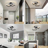 1 Luz de techo LED moderna con patrón geométrico - Iluminación de techo semi-revestida ajustable, adecuada para oficina, café, cocina, pasillo, balcón, escaleras y dormitorio, diseño cerca del techo, acabado metálico, cableado, 110V-240V, iluminación amb