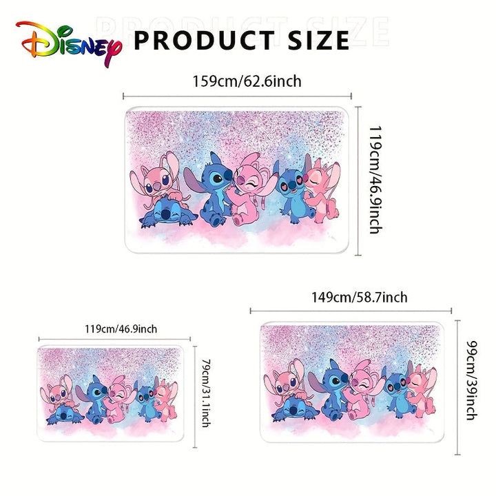 1pc Alfombra de suelo antideslizante Stitch, poliéster rectangular, lavable a máquina, perfecta para decoración de Navidad, Día de San Valentín, Pascua