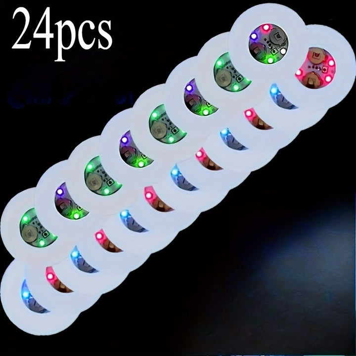 12/24pcs, Posavasos de Plástico Luminosos, Accesorios de Luz LED Disco, Portavasos para Ambiente de Bar, Decoraciones para Fiestas de San Valentín o Pascua