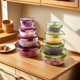 Juego de 4 Contenedores Transparentes para Alimentos de PP con Tapas Herméticas - Apilables, Reutilizables, Seguros para Lavavajillas y Microondas, para Granos, Carne, Frutas, Verduras - Organización de Cocina que Ahorra Espacio