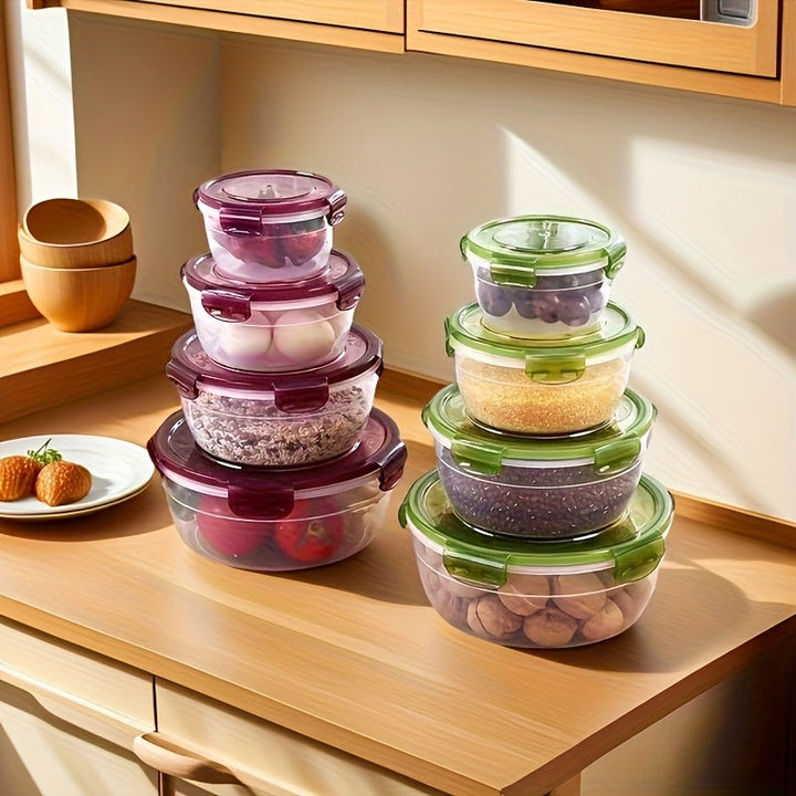Juego de 4 Contenedores Transparentes para Alimentos de PP con Tapas Herméticas - Apilables, Reutilizables, Seguros para Lavavajillas y Microondas, para Granos, Carne, Frutas, Verduras - Organización de Cocina que Ahorra Espacio
