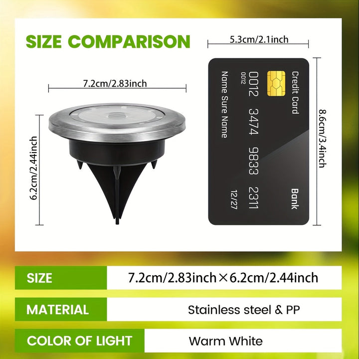 Luz solar para piso, iluminación exterior, sin cables, carga automática, batería de larga duración, ideal para jardín, césped o patio (4/8 piezas, luz cálida/blanca)