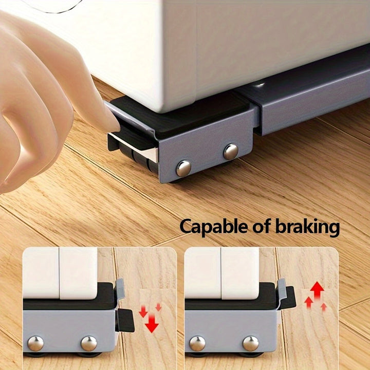 2 Piezas de Soporte Móvil Ajustable para Electrodomésticos con Ruedas, Base Grande para Nevera, Lavadora y Secadora con Frenos y Almohadillas Antideslizantes de Goma, Resistente a Carga, Ideal para Armario o Mesita de Noche