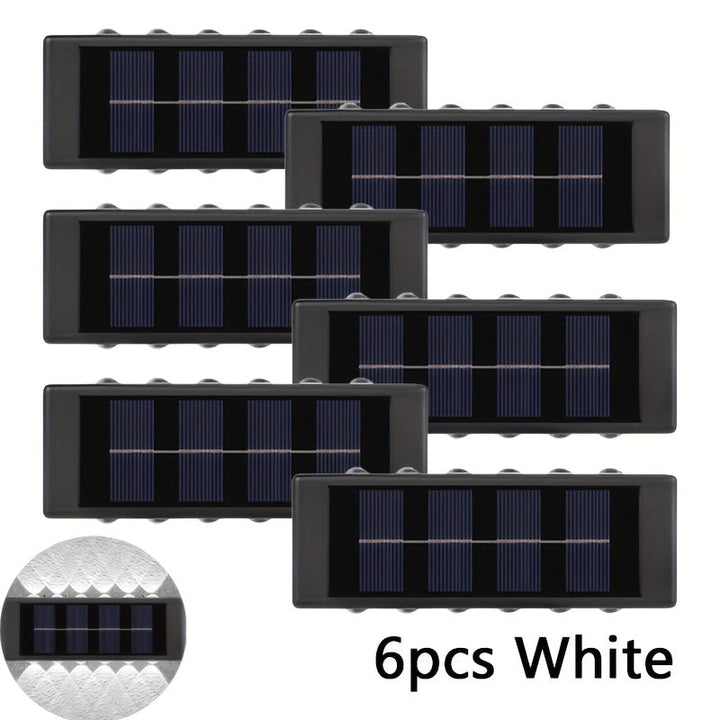 Juego de 6, 8 o 10 luces solares para pared con 12 LED, ideal para jardín, exterior, patio y garaje